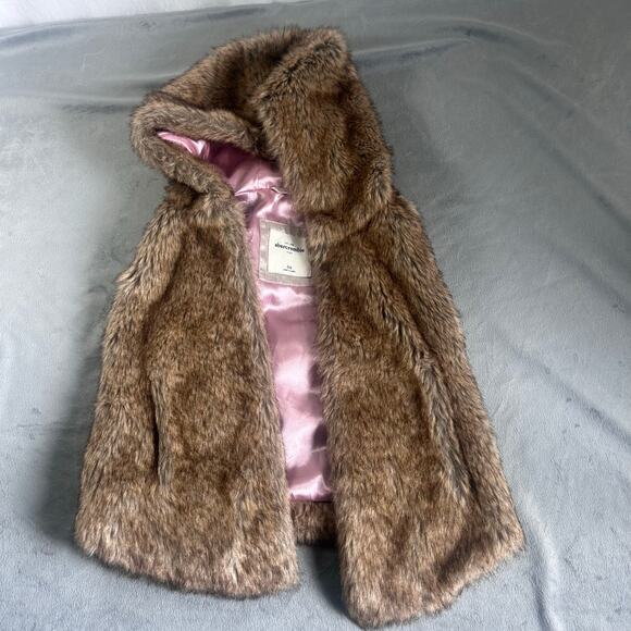 Abercrombie Kids Girls size 3/4 Hooded Faux Fur Vest - Picture 1 of 5